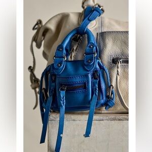 FREE PEOPLE We The Free Micro Emerson Leather Mini Bag in Cobalt